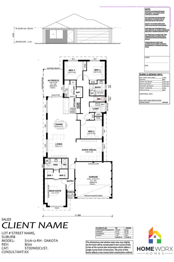 Homeworx Home Design Dakota Floorplan 4 Bedroom 2 Bathroom Family Home Layout