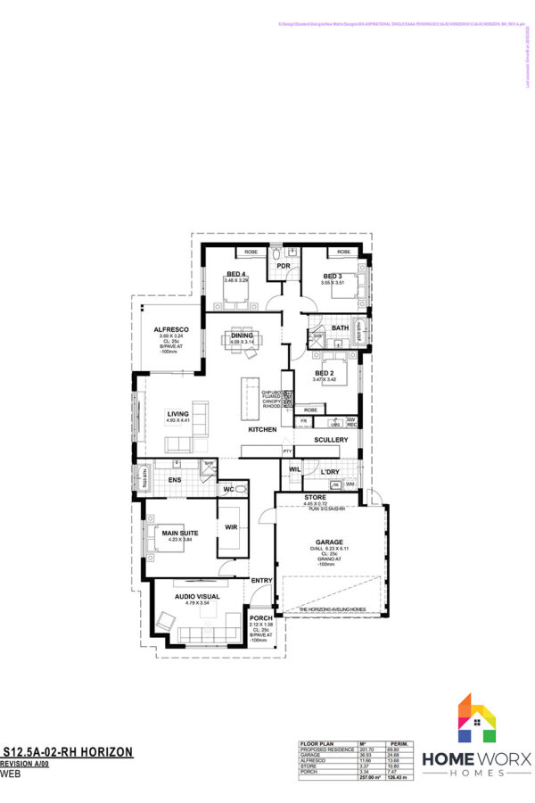 Homeworx Home Design Horizon Floorplan 4 Bedroom 2 Bathroom Family Home Layout