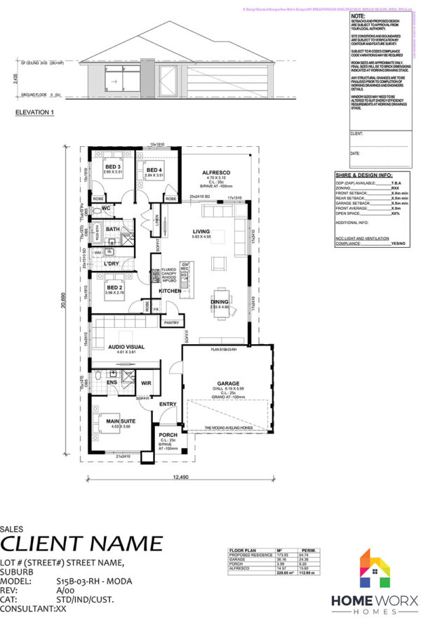 Homeworx Home Design Moda Floorplan 4 Bedroom 2 Bathroom Family Home Layout