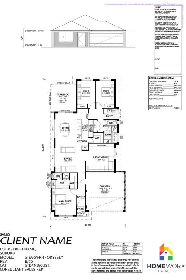 Homeworx Home Design Odyssey Floorplan 3 Bedroom 2 Bathroom Family Home Layout