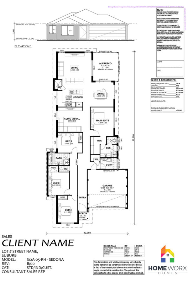 Homeworx Home Design Sedona Floorplan 4 Bedroom 2 Bathroom Family Home Layout