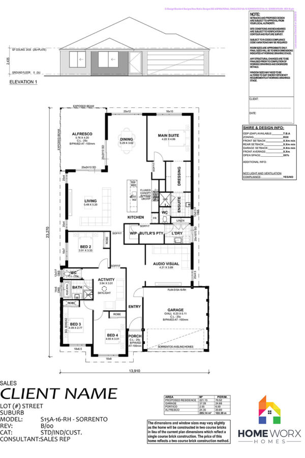 Homeworx Home Design Sorrento Floorplan 4 Bedroom 2 Bathroom Family Home Layout
